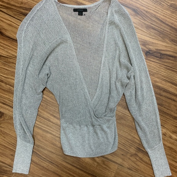 Express Tops - Express silver mesh long sleeve top, size small